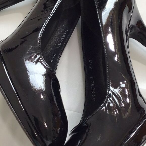 Stuart Weitzman Black Platswoon Pump Heel Shoes Patent Leather Size 7 1/2 - Picture 8 of 16